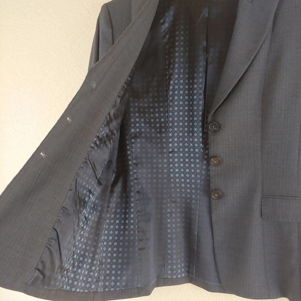 Elie Tahari wool blazer gray color classic fit casual jacket office career sz 6 - Picture 9 of 12
